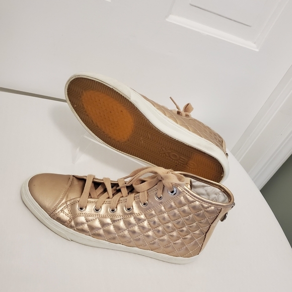 Geox Respira Rosegold Genuine Leather Sneaker shoes Sz. 9 Chic Comfy Stylish - Picture 10 of 10